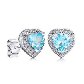 1 CT. Heart Shaped Birthstone with Halo Stud Earrings