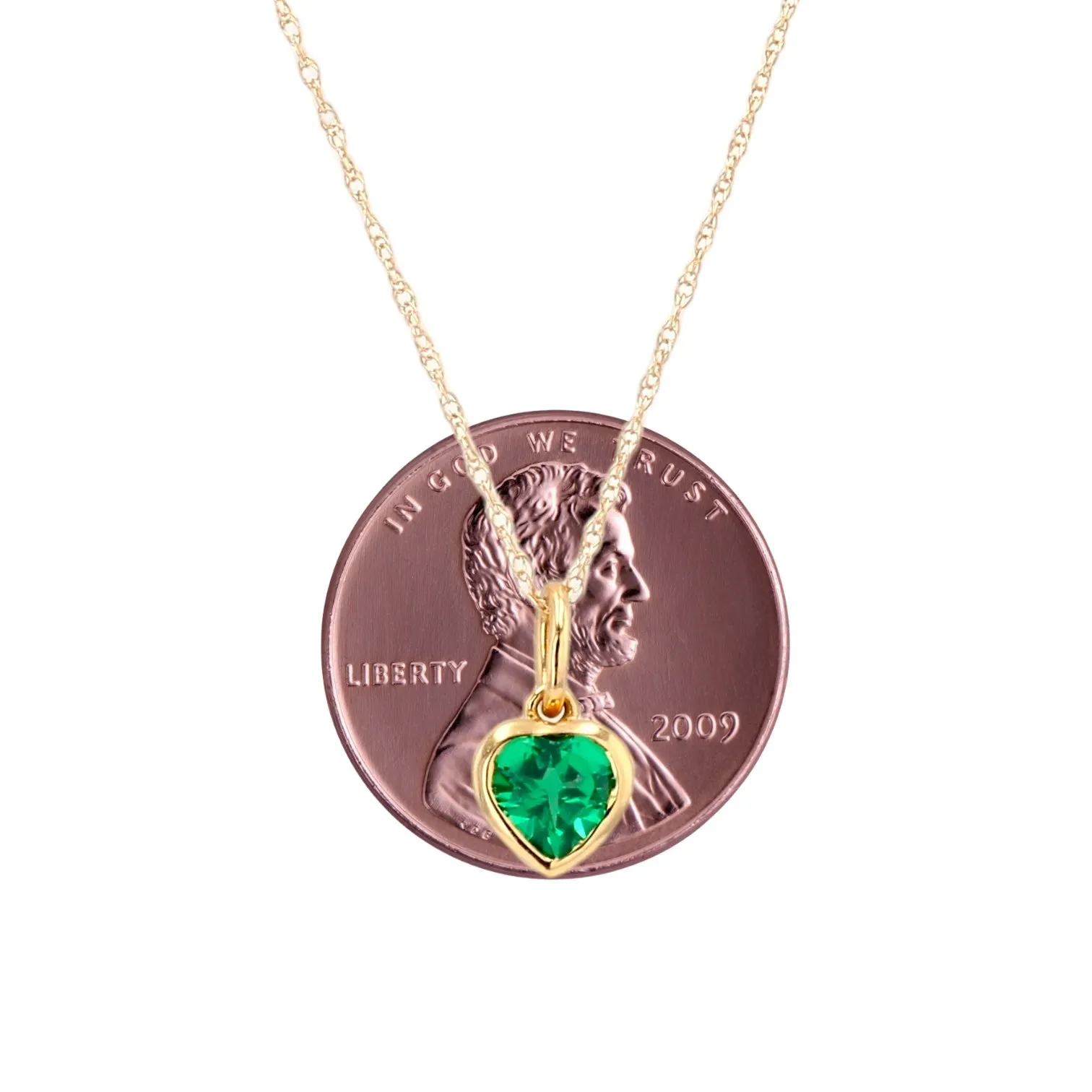 10K Yellow gold emerald heart necklace-15350