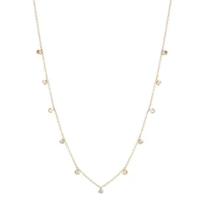 14k 11 Prong Diamond Station Necklace