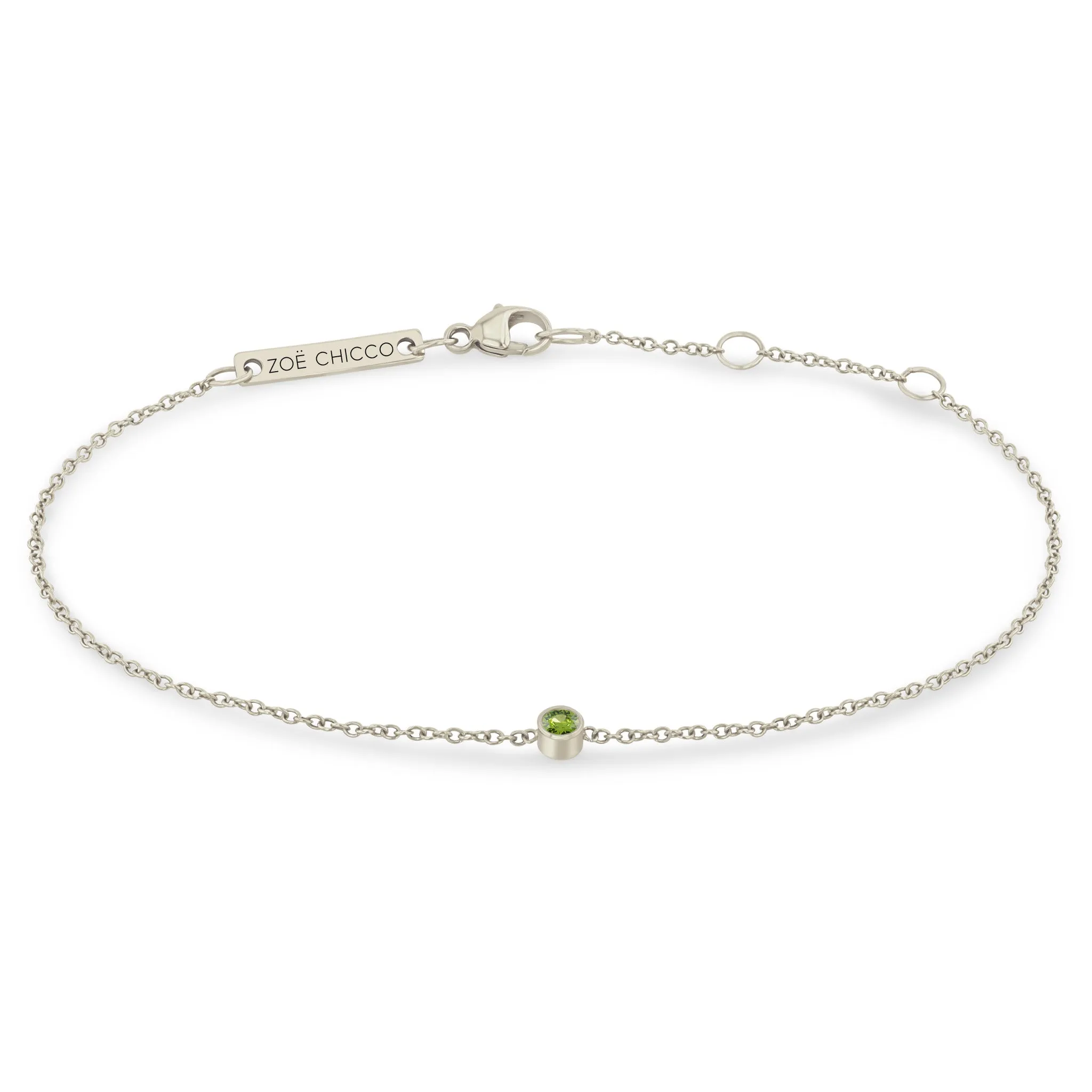 14k Single Peridot Bezel Bracelet | August Birthstone