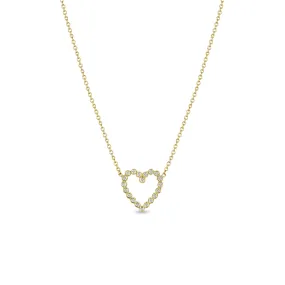 14k Small Diamond Bezel Heart Necklace