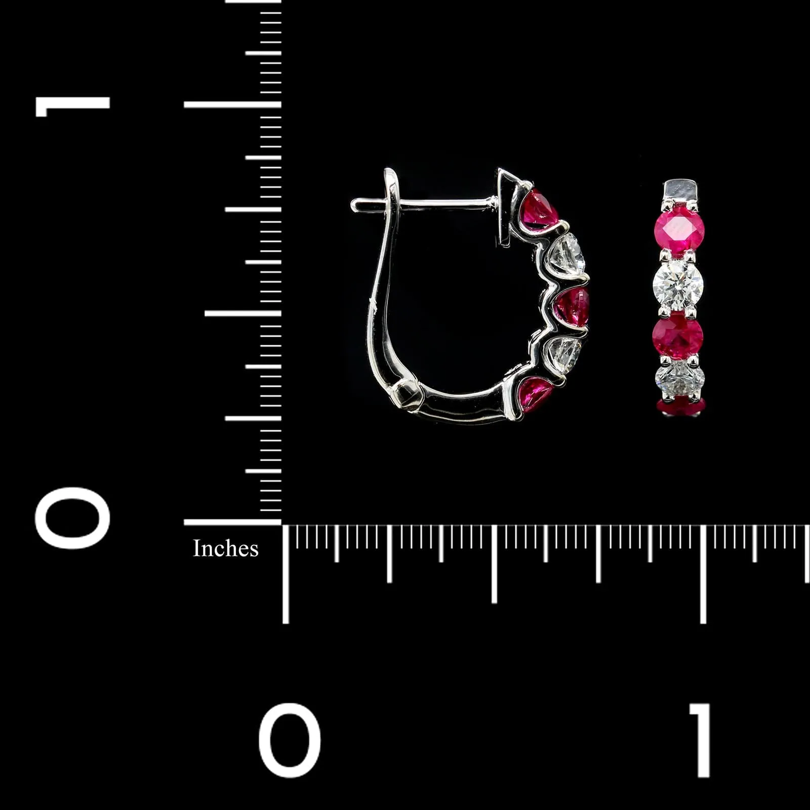 14K White Gold Estate Ruby and Diamond Earrings