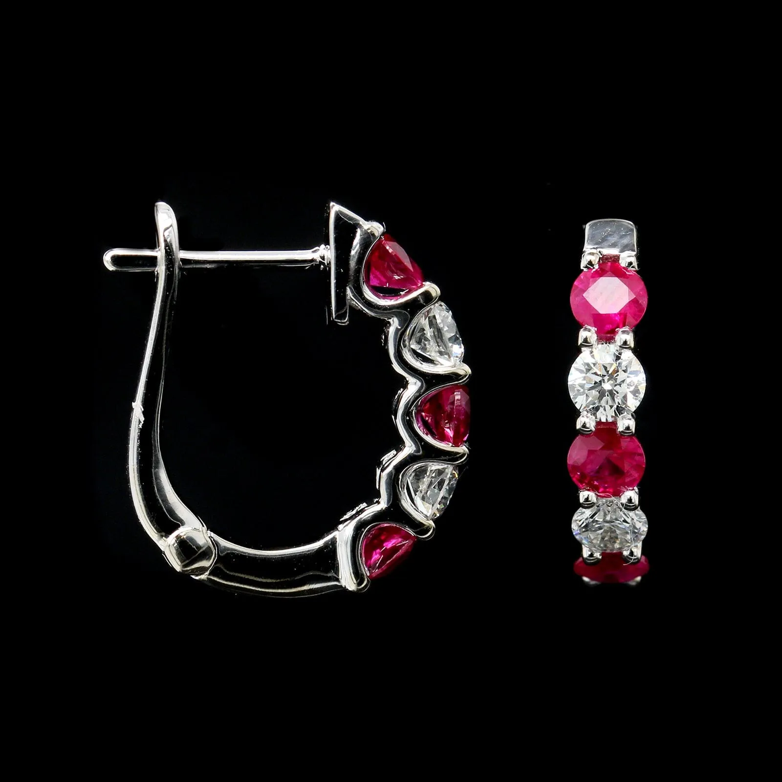 14K White Gold Estate Ruby and Diamond Earrings