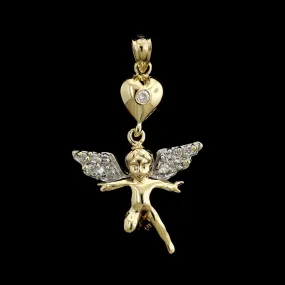 14K Yellow Gold Estate Cherub Angel Pendant