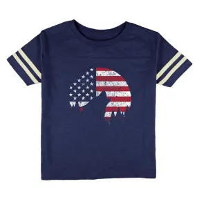 4th Of July Wolf Silhouette Flag Moon Toddler Football T Shirt