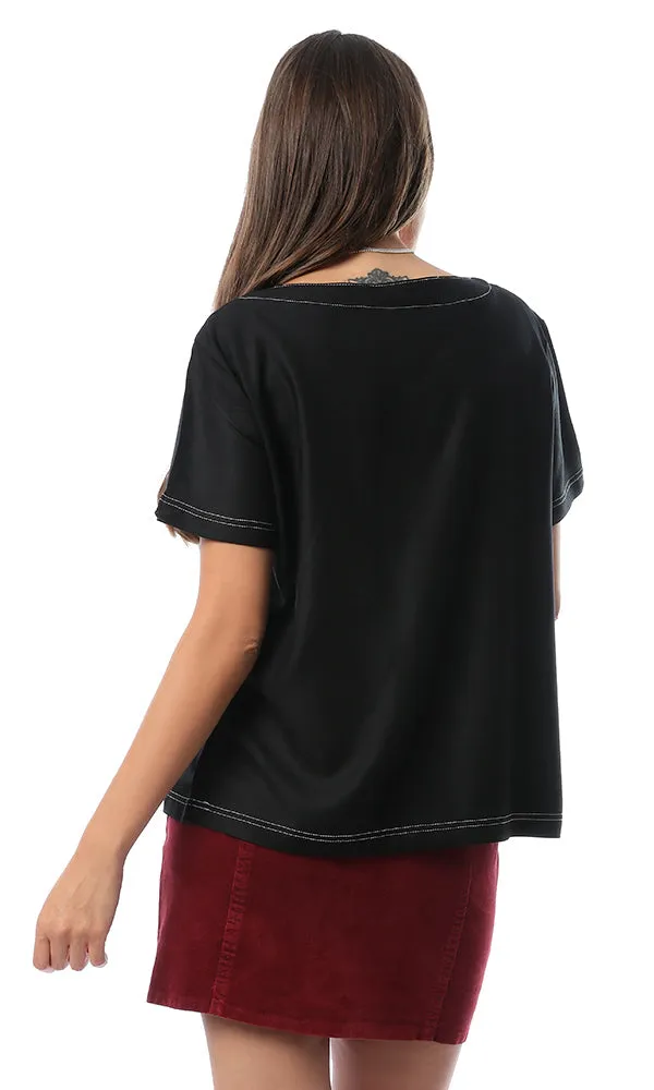 53288-Women Short Sleeve Shirt-Black