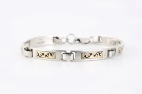 7.5" Jack Navajo 925 Silver &  14k Yellow Gold Kokopelli Bracelet (16.99g.)