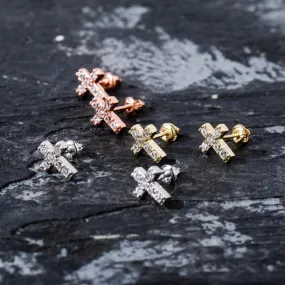 925 Sterling Silver Cross Earring