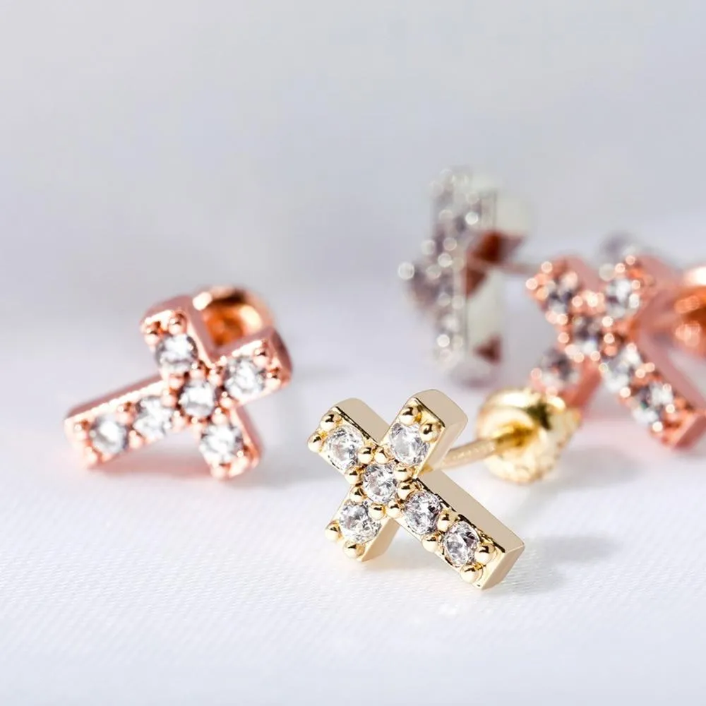 925 Sterling Silver Cross Earring