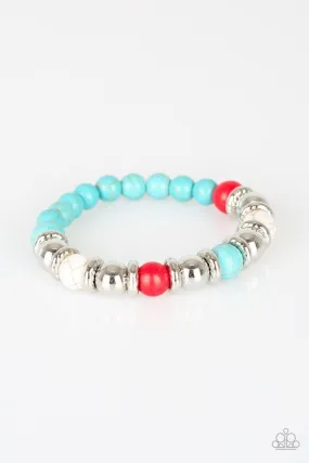 Across the Mesa Multi-color Red, White, Blue and Silver Bracelet - Paparazzi Accessories