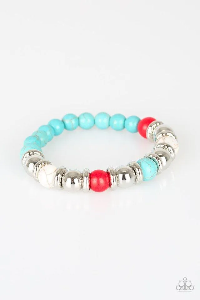 Across the Mesa Multi-color Red, White, Blue and Silver Bracelet - Paparazzi Accessories