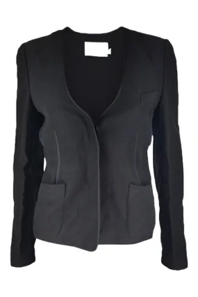 ALEXANDER WANG Black Silk Mix Button Front Jacket (UK 8)