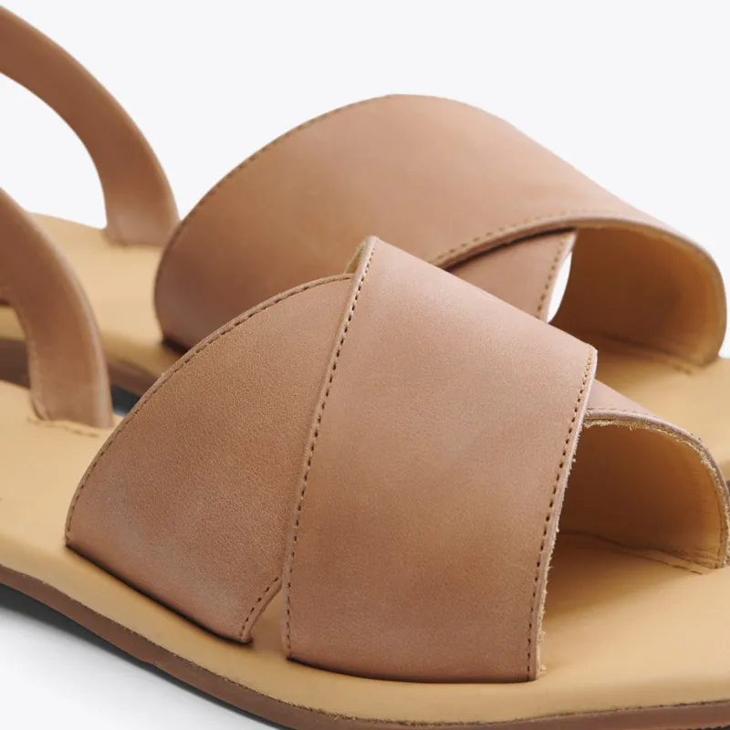 All-Day Cross Strap Sandal Almond