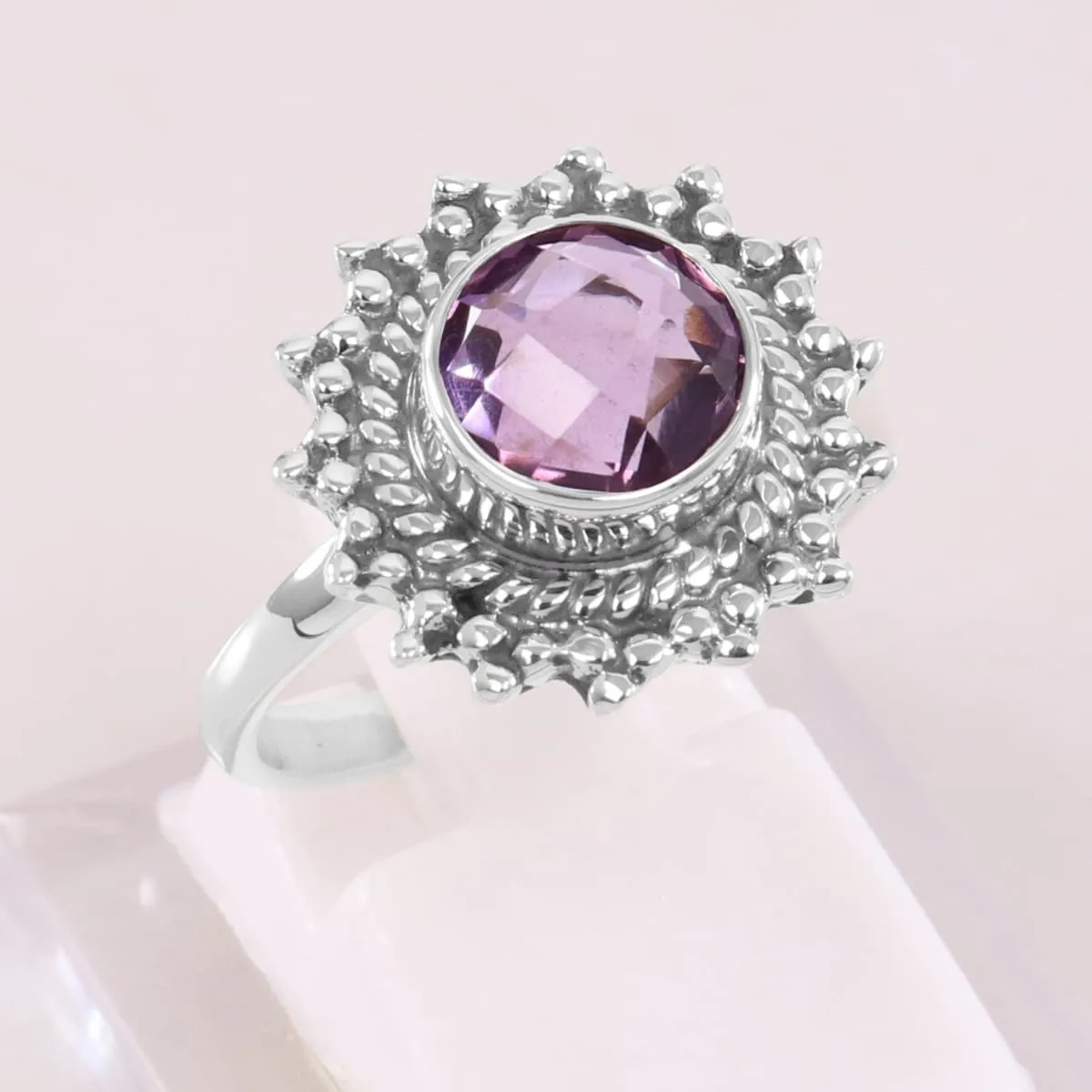 Amethyst 925 Sterling Silver Ring, Handmade Bohemian Ring, Purple Amethyst Gemstone Ring, February Birthstone Wedding Gift Ring