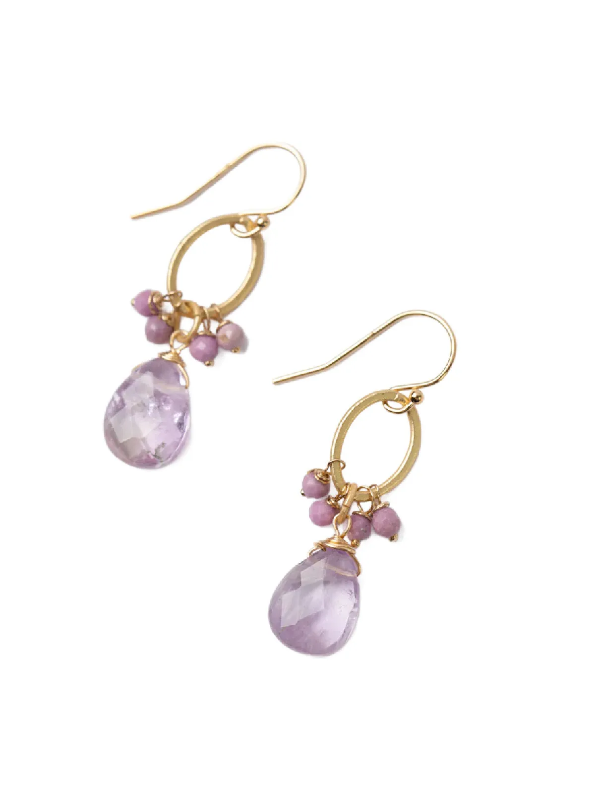 Amethyst & Phosphosiderite Cluster Dangles by Anne Vaughan