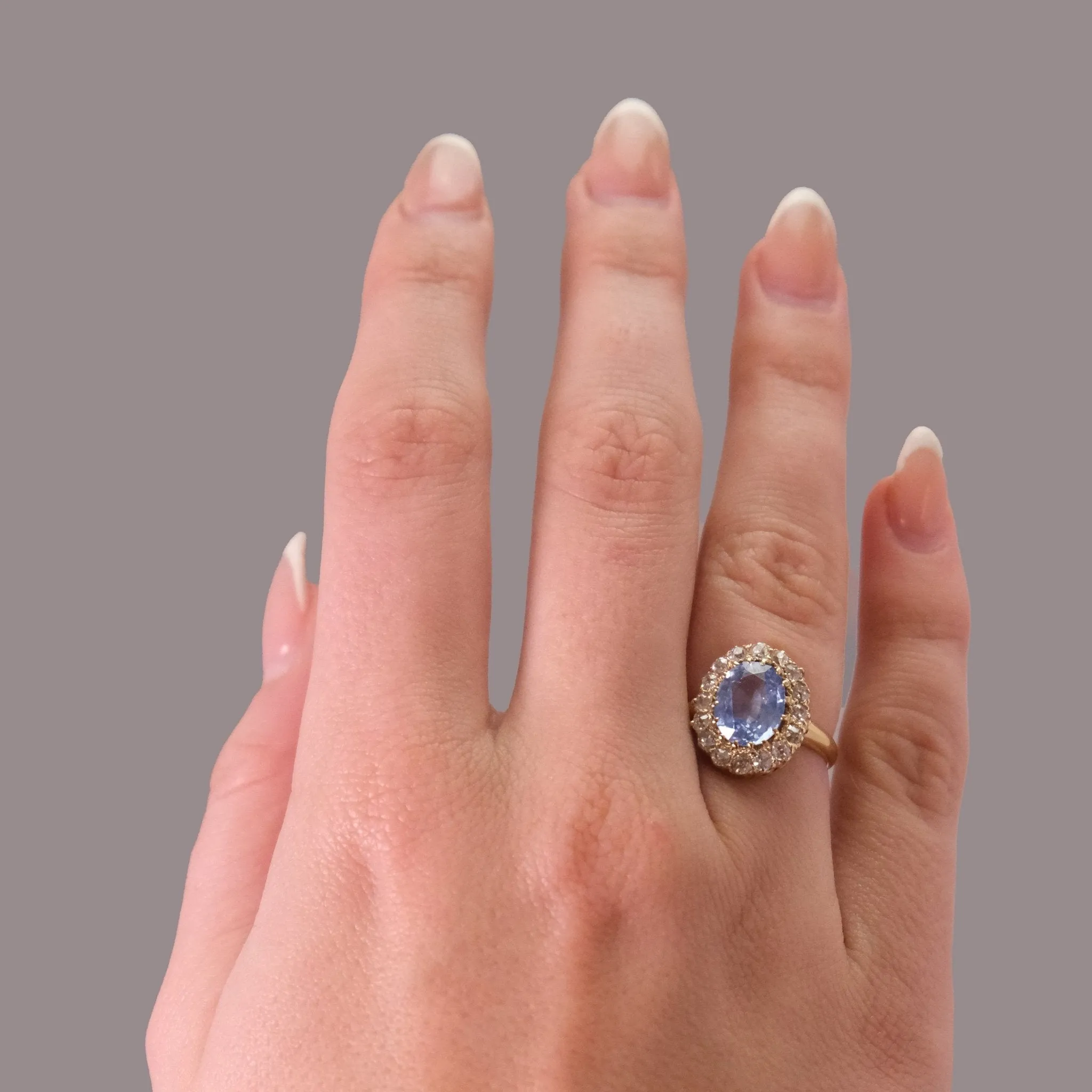 Art Deco Sapphire and Diamond Cluster Ring