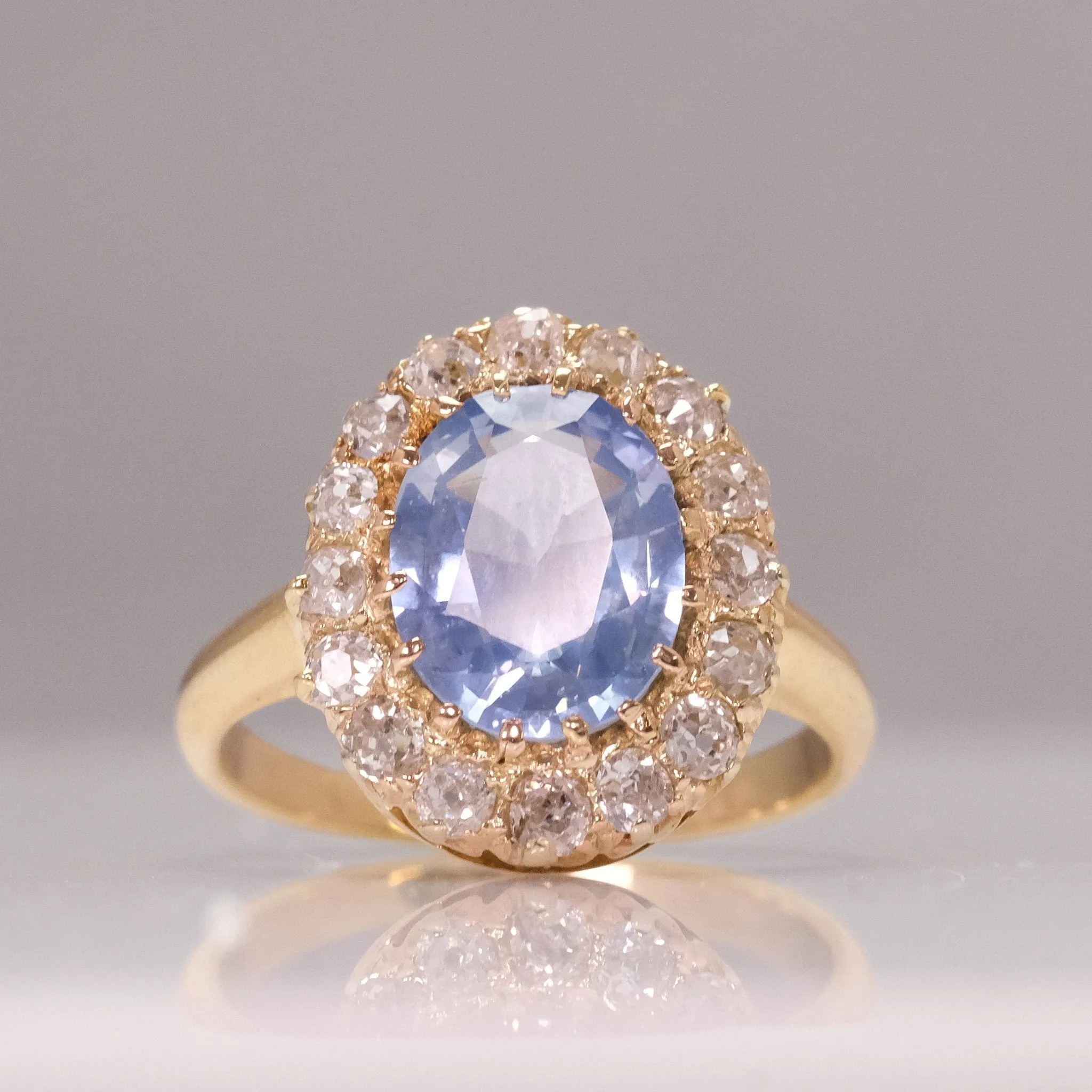 Art Deco Sapphire and Diamond Cluster Ring