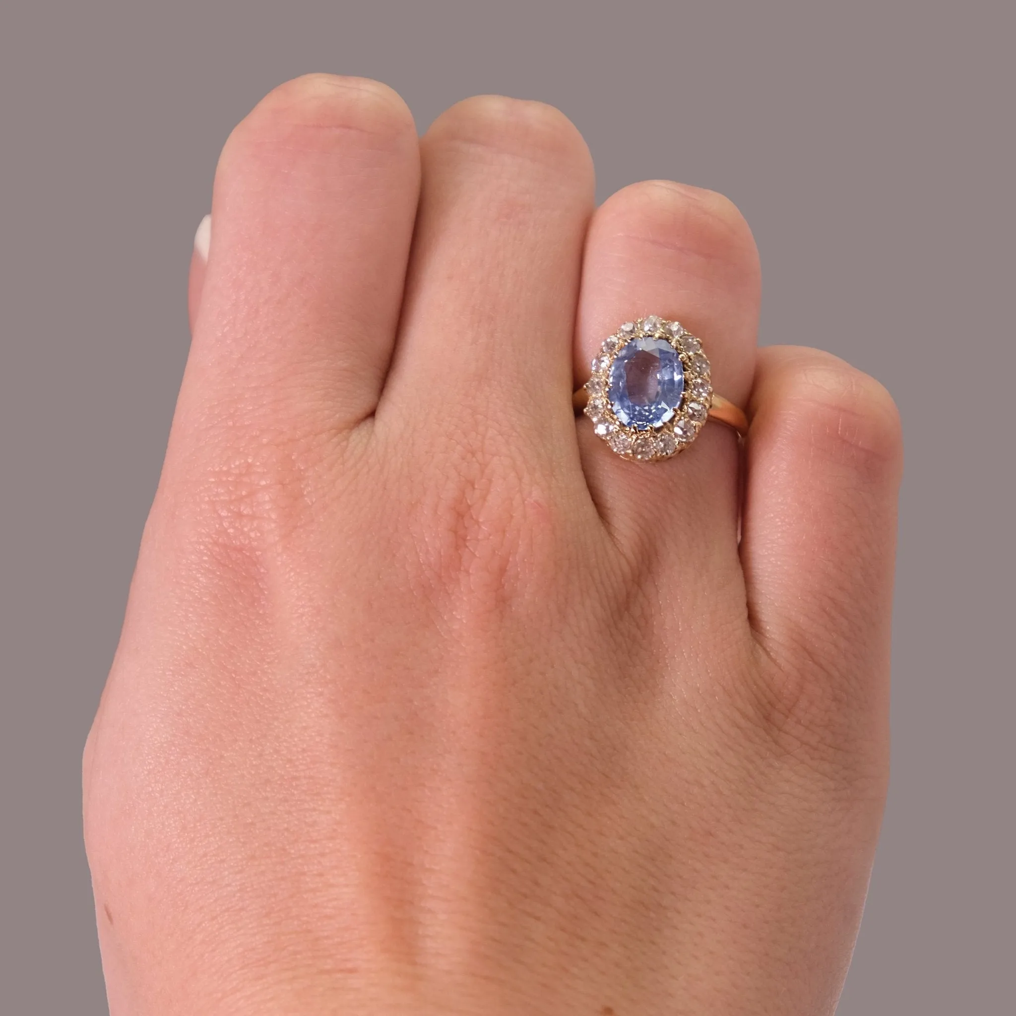 Art Deco Sapphire and Diamond Cluster Ring