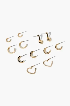 Assorted Heart Hoop Earring Set