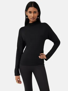 Batwing Cowl Neck Top | Black