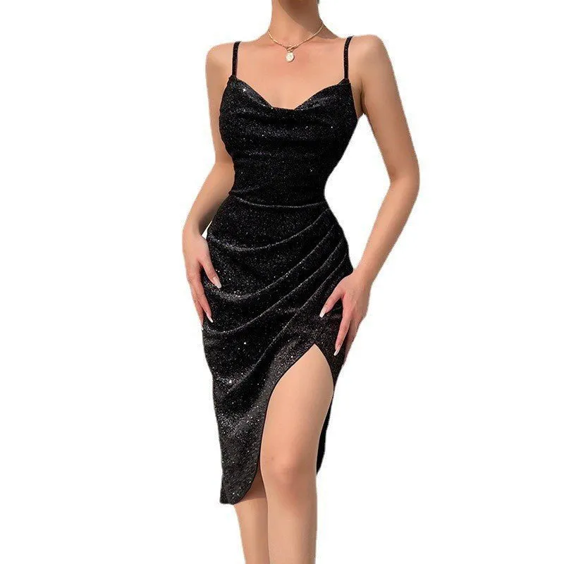 Body Con Velvet Glittering Mini Dress