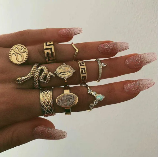 Boho Bliss Silber-Gold-Ring-Set