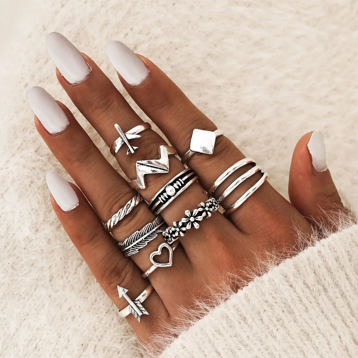 Boho Bliss Silber-Gold-Ring-Set