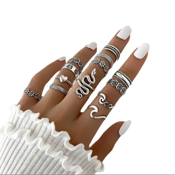 Boho Bliss Silber-Gold-Ring-Set