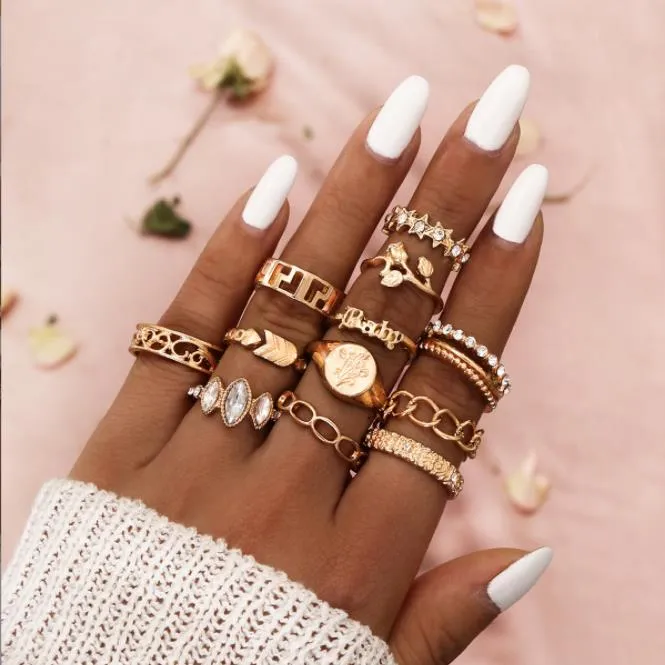 Boho Bliss Silber-Gold-Ring-Set