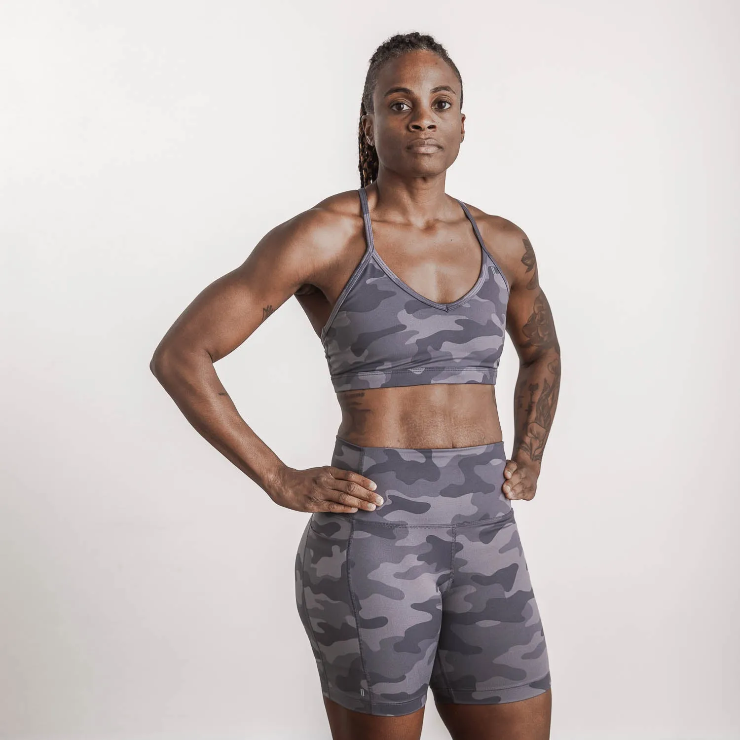 Camo Matte V-Neck Sports Bra