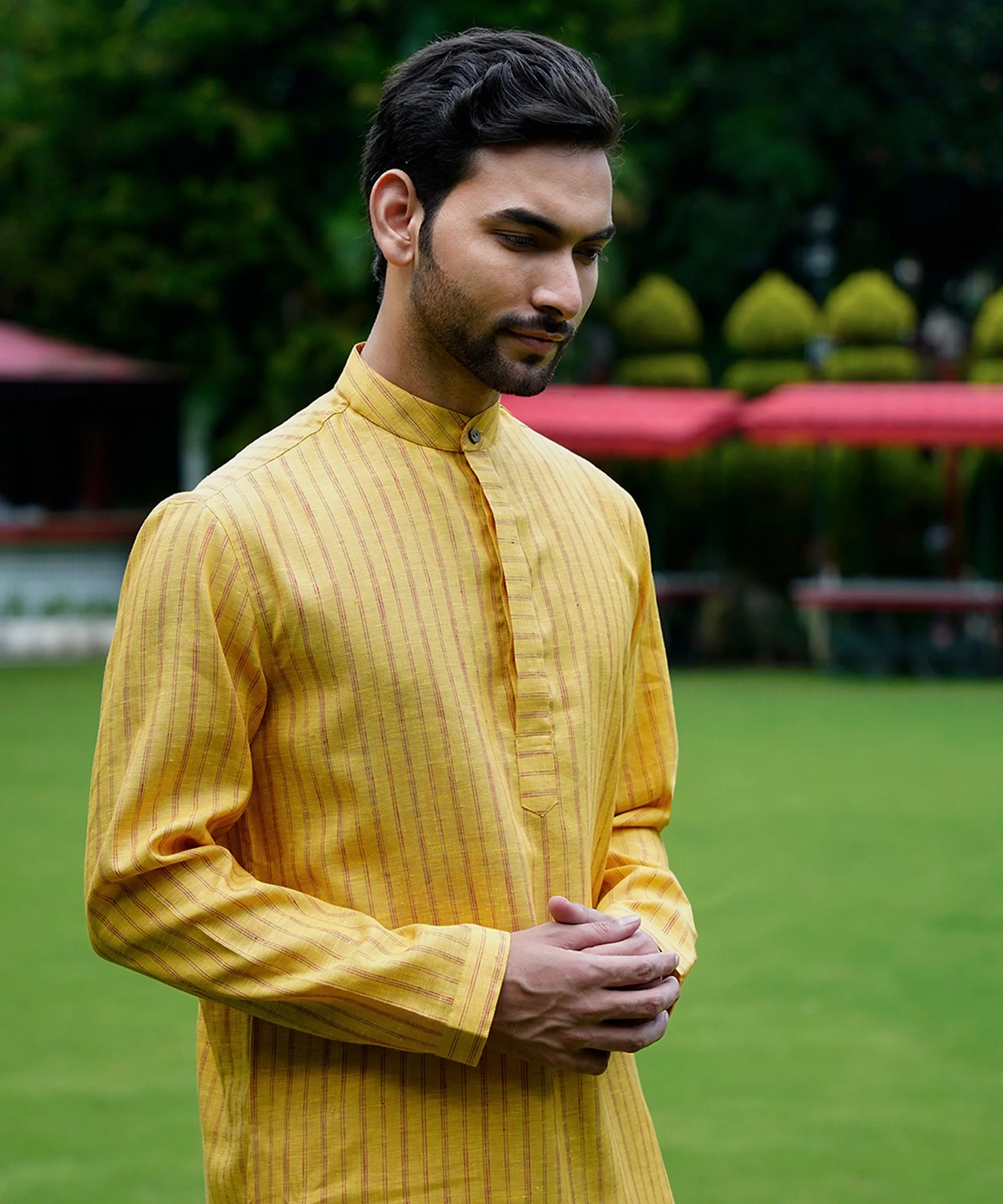 Canary Linen Kurta Pyjama Set