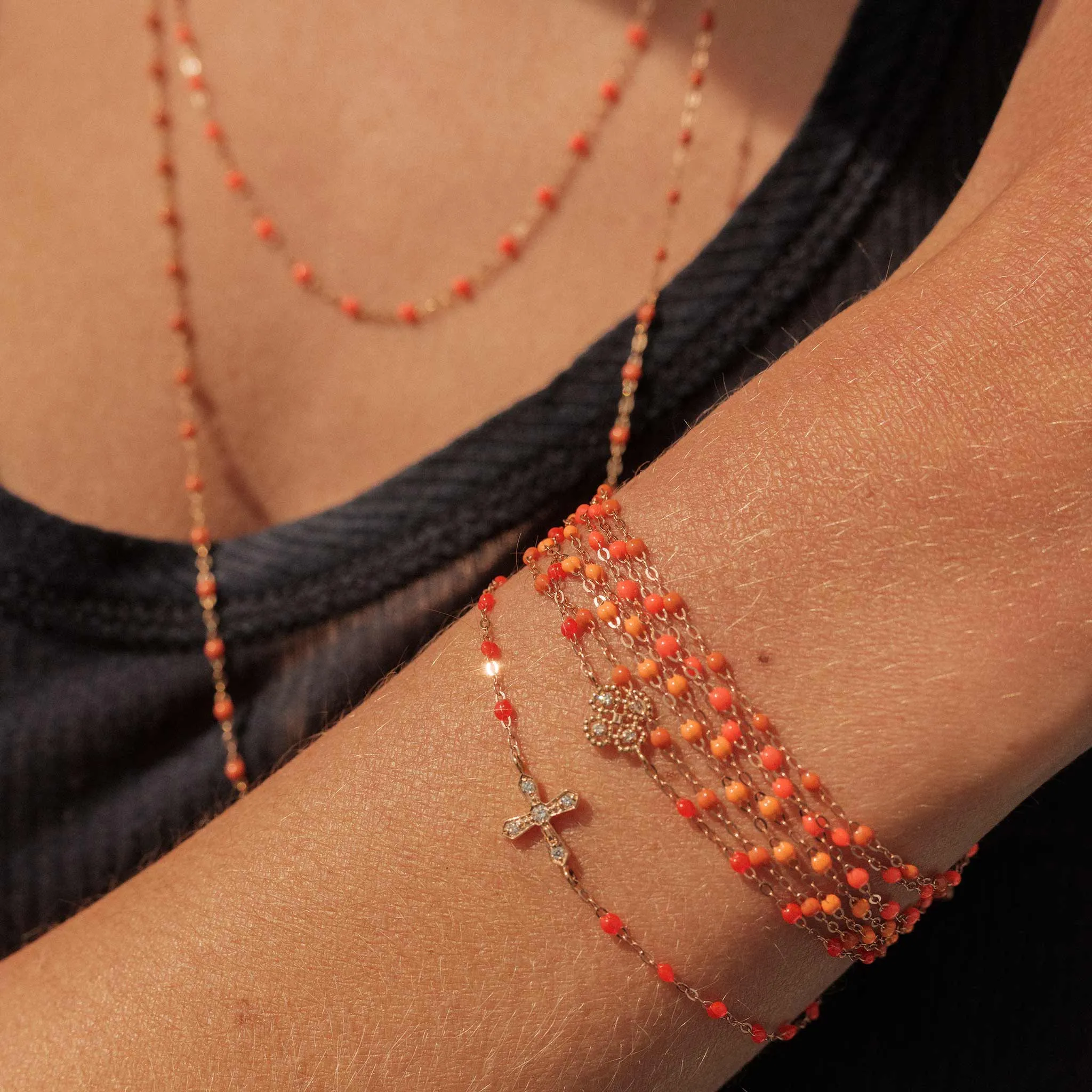 Classic Gigi Orange bracelet, Rose Gold, 7.5"