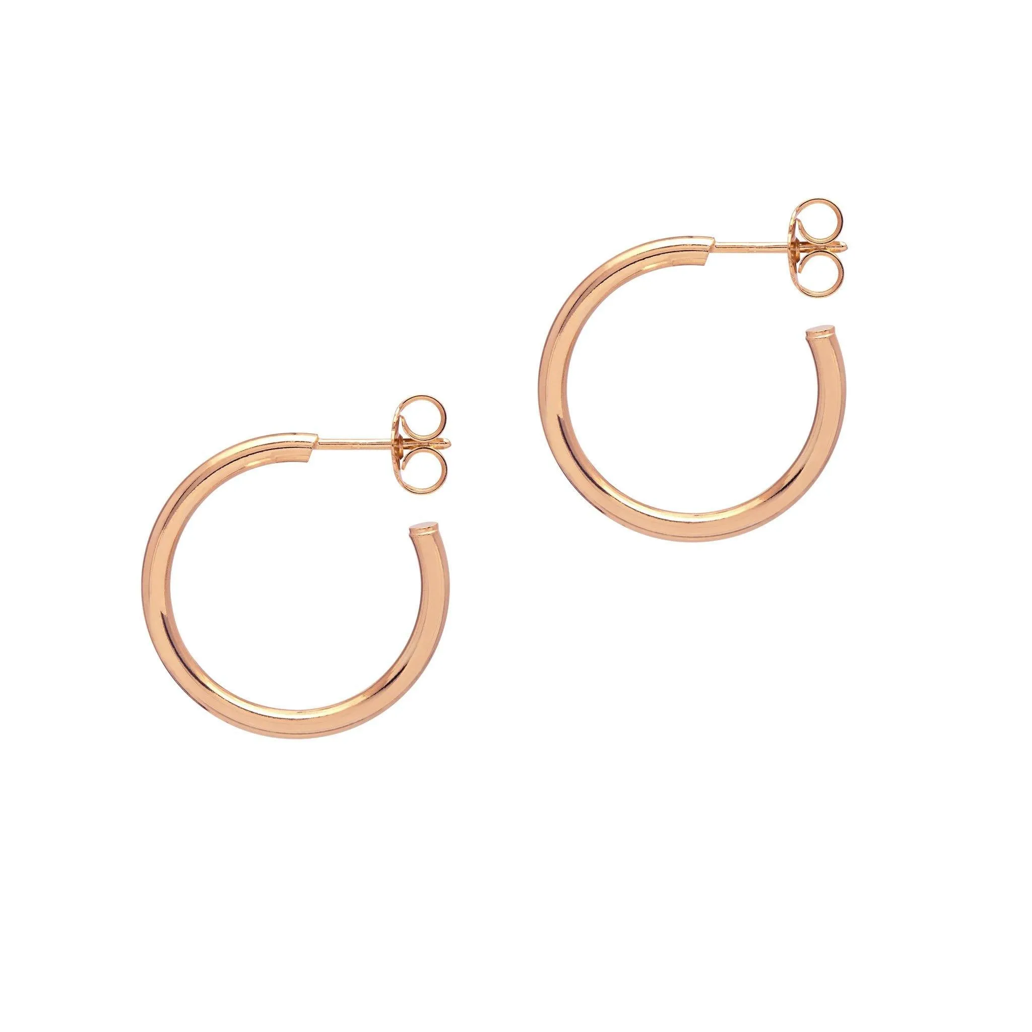 Classic Skinny Tube Hoops - Rose Gold (Butterfly   Post)