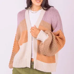 Colorblock Open Weave Bright Cardigan