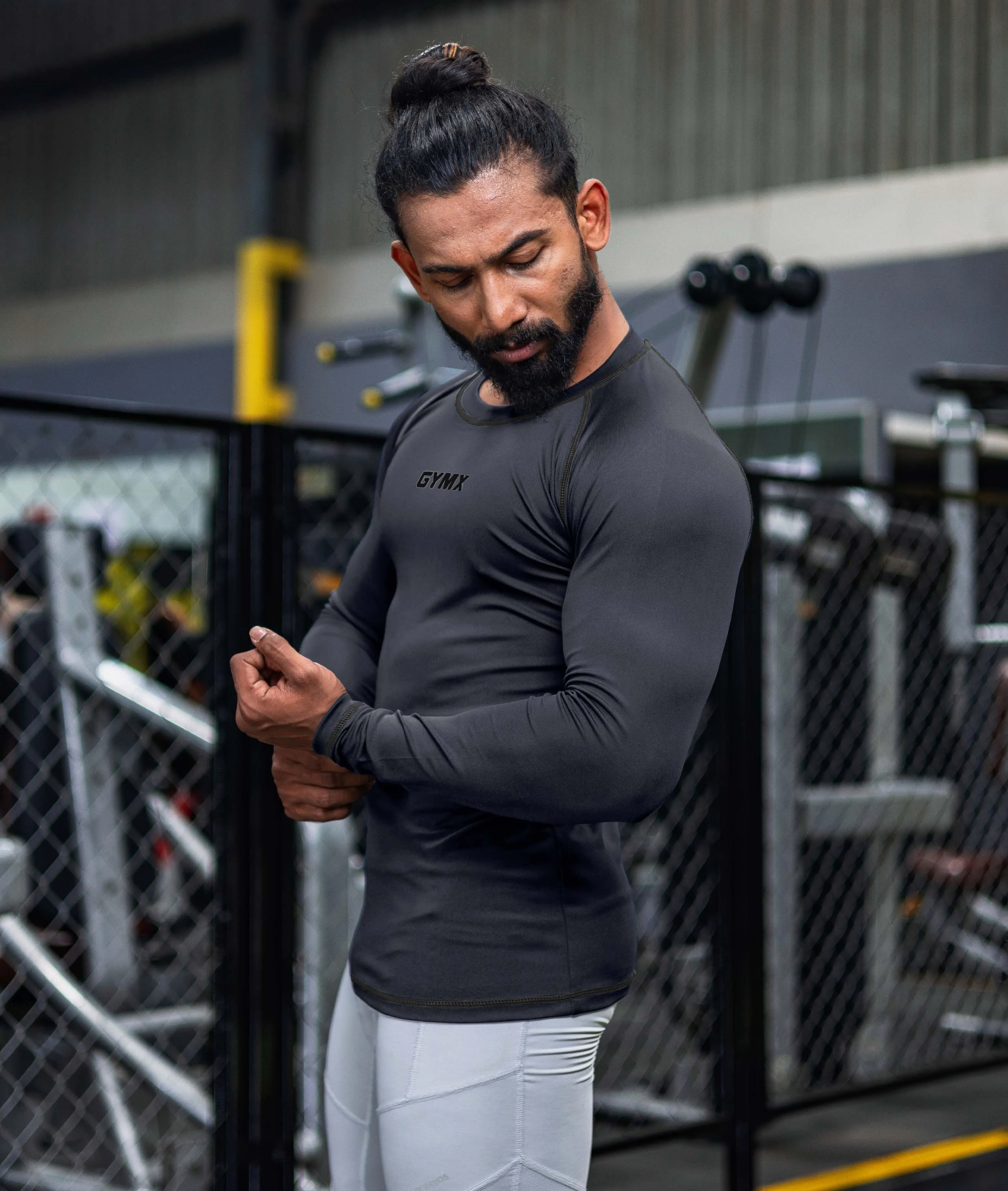 Compression GymX Full Sleeve Tee: Carbon Grey