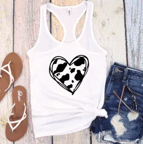 Cow Print Country Heart Women's Tank Top