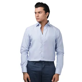 Cut Cuffed Blue Formal Shirt