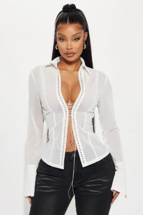 Dangerous Attraction Lace Up Shirt  - White