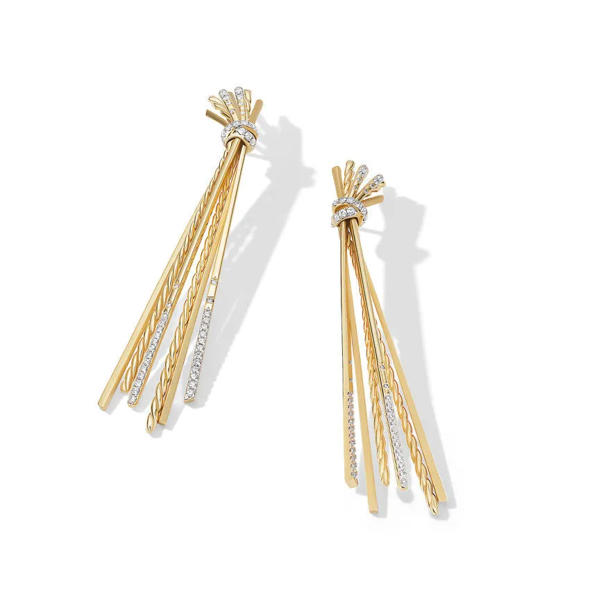 David Yurman Angelika Long Drop Earrings in 18K Yellow Gold with Pave Diamonds