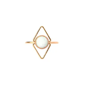 Deco Opal Ring Triangle Art Deco Ring Large Opal Stone