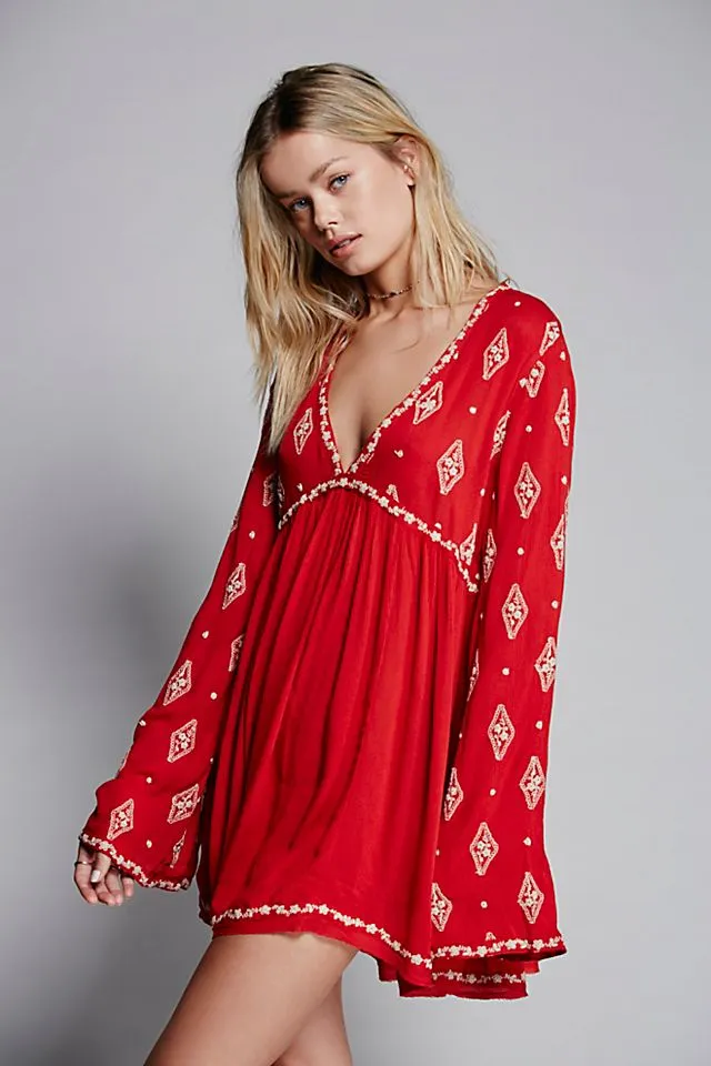 Diamond Embroidery Top Bell Sleeves In 8 Different Colors You Choose Long Boho Tunic Or Mini Dress For Free Spirited People Small Medium Or Large