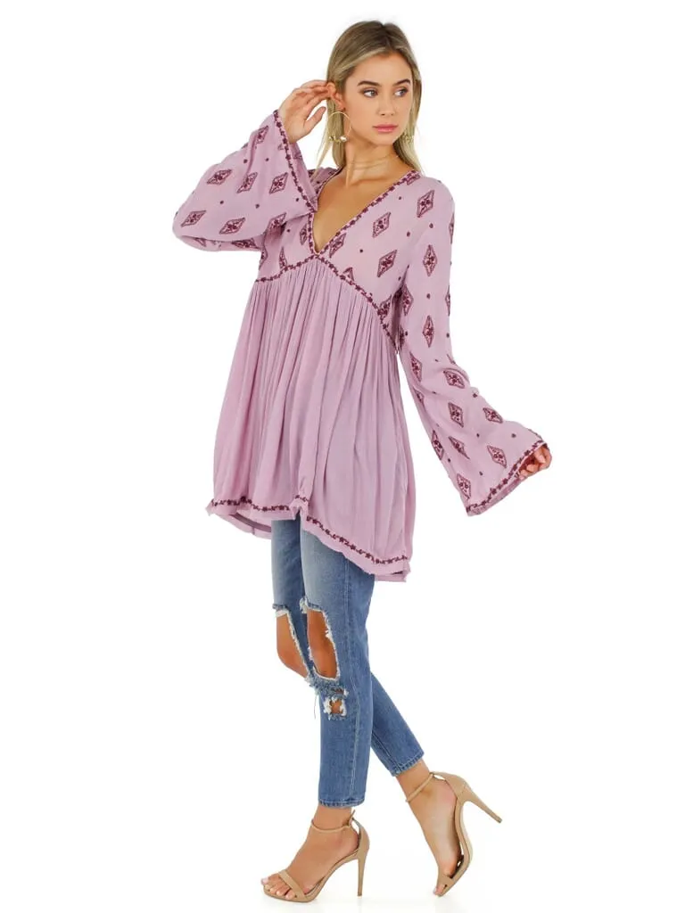 Diamond Embroidery Top Bell Sleeves In 8 Different Colors You Choose Long Boho Tunic Or Mini Dress For Free Spirited People Small Medium Or Large