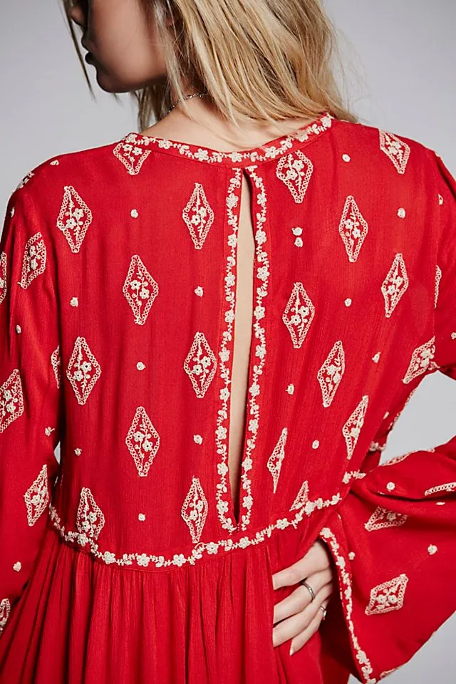 Diamond Embroidery Top Bell Sleeves In 8 Different Colors You Choose Long Boho Tunic Or Mini Dress For Free Spirited People Small Medium Or Large