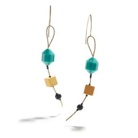 Earrings in Turquoise, Yellow & Black