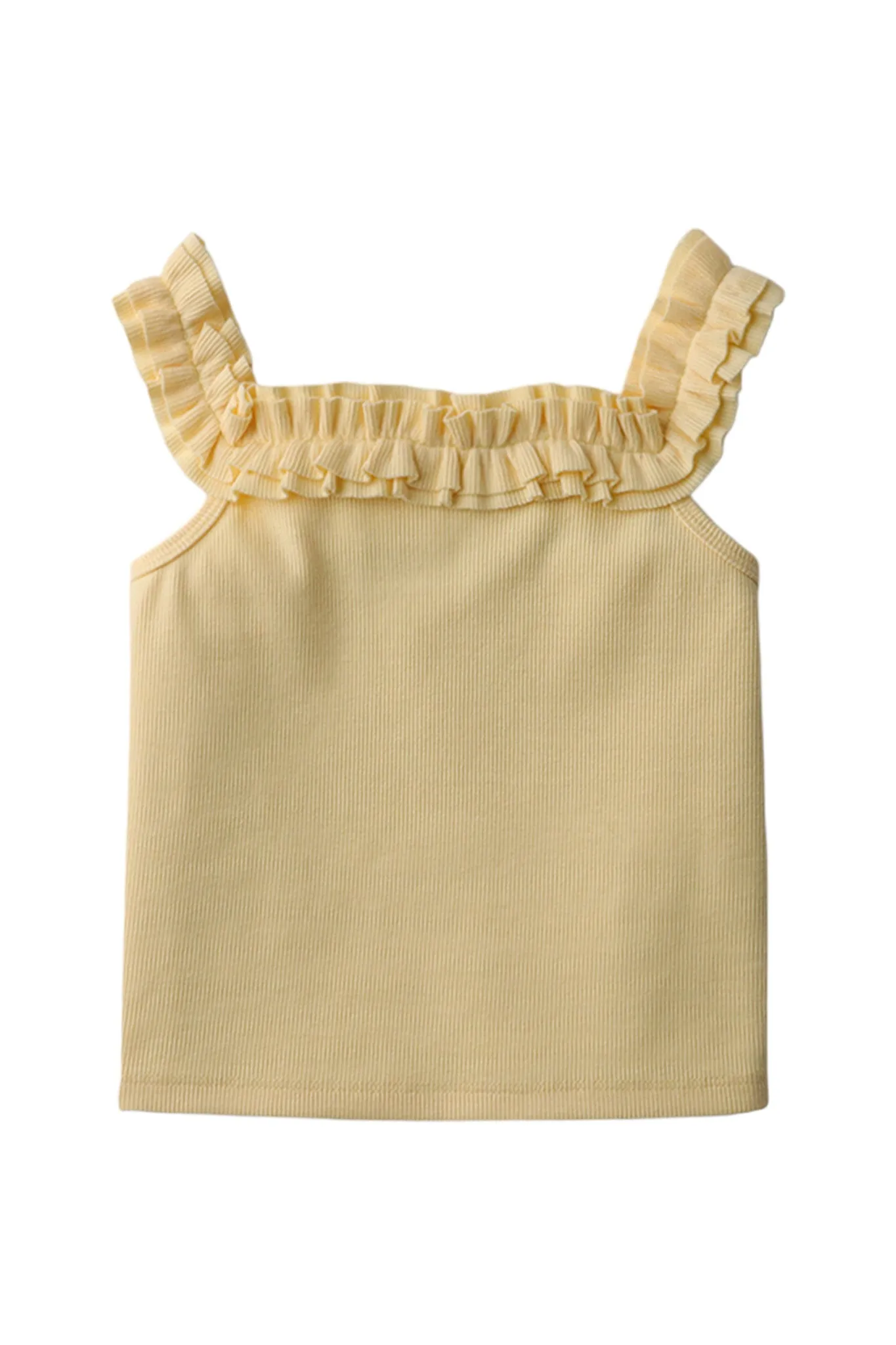 Gingersnaps Ruffle Ribbed Knit Sleeveless Top