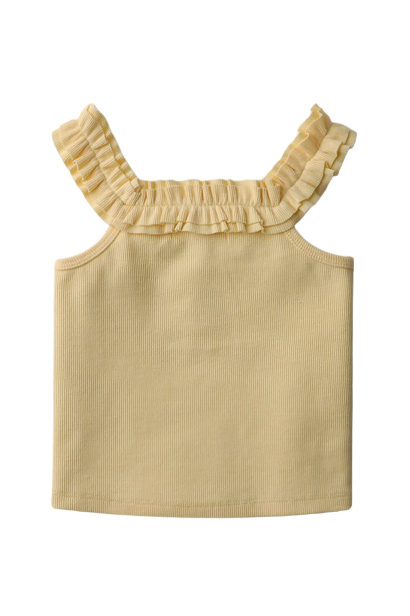 Gingersnaps Ruffle Ribbed Knit Sleeveless Top