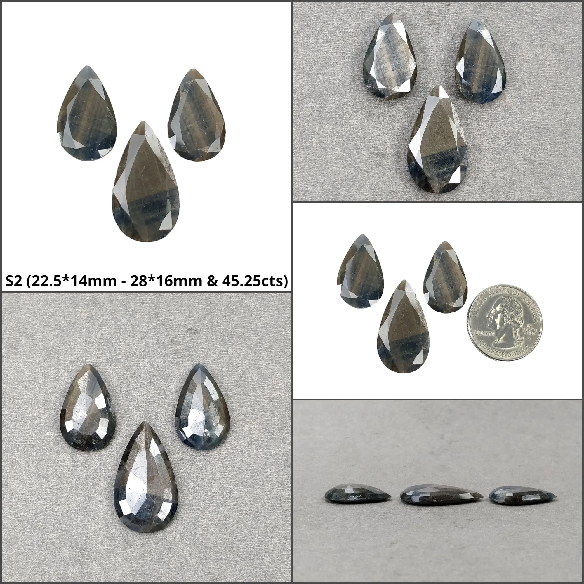 Golden Brown CHOCOLATE BLUE Sheen SAPPHIRE Gemstone Normal Cut : Natural Untreated Sapphire Uneven Pear Shape Sets