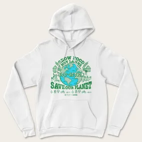 Grow Food, Not Lawns Hoodie - White