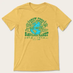 Grow Food, Not Lawns Tee - Heather Yellow Gold