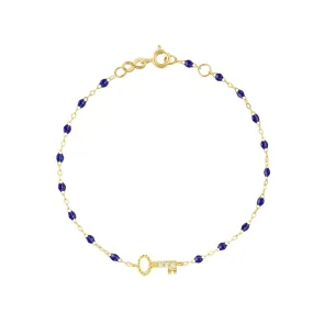 Key Diamond Lapis Bracelet, Yellow Gold, 6.7"